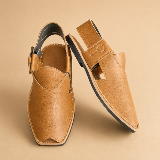 Charsadda Classic Handmade Leather Sandals Camel