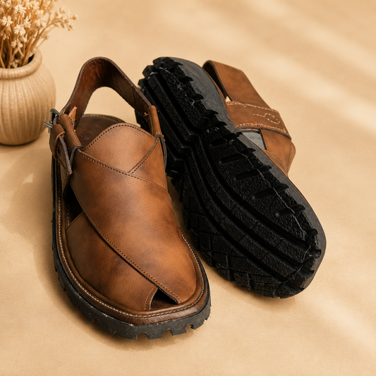 Narozi Classic Handmade Leather Sandals - Shaded Brown