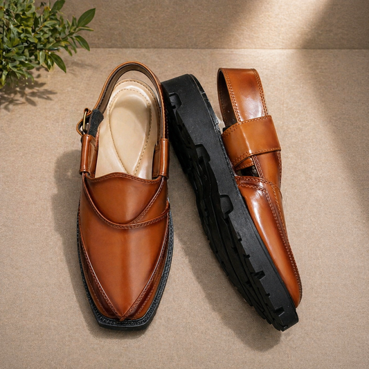 Handmade Brown Narozi Leather Chappal - Double Sole