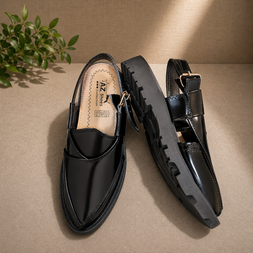 Handmade Black Narozi Leather Chappal - Double Sole