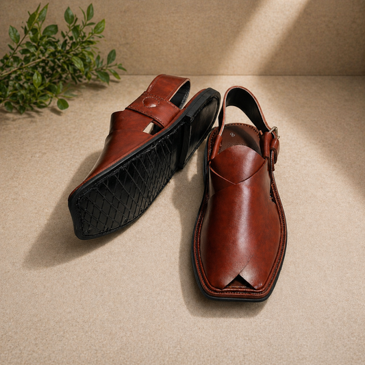 Charsadda Classic Handmade Leather Sandals Brown